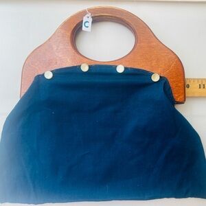Vintage Bermuda Bag Wooden Handles 10 Inch Regular Size
